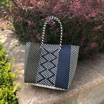 Tajade Hand Woven Stripe Shopping Handbag Vacation Beach Bag